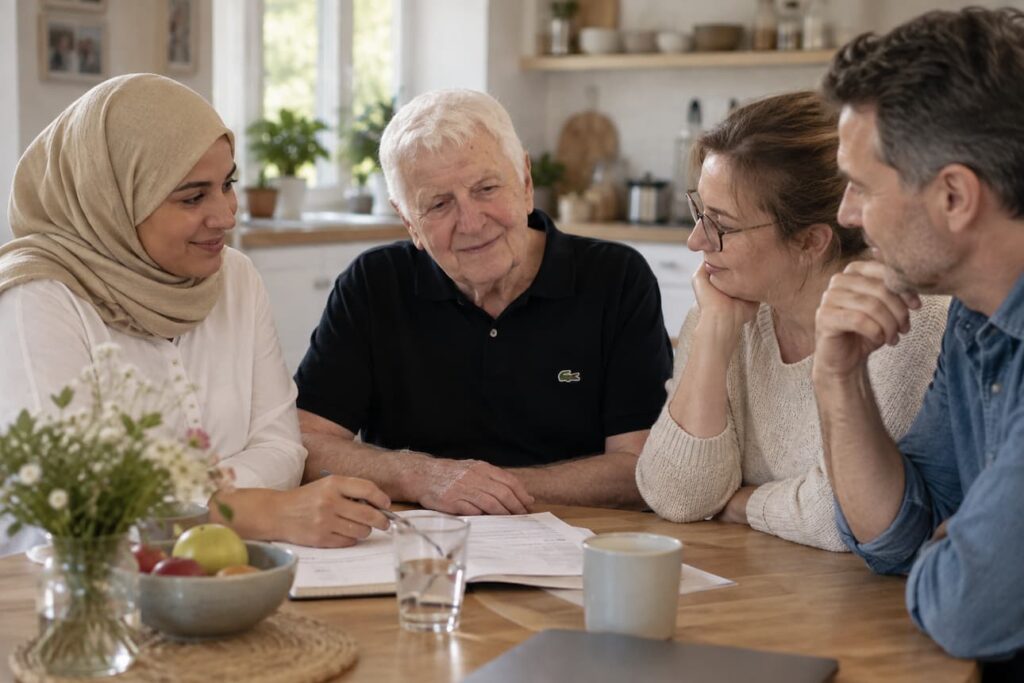 Familie bespricht gemeinsam die passende Versorgungsform
